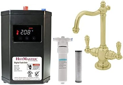 Westbrass DT1F205-01 Victorian 9 in. Instant Hot and Cold Faucet with HotMaster DigiHot Digital Tank System Water Dispenser, Polished Brass