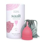 Saalt Menstrual Cup - Premium Design - Most Comfortable Period Cup - #1 Active Cup - Wear for 12 Hours - Soft, Flexible, Reusable Medical-Grade Silicone - Made in USA