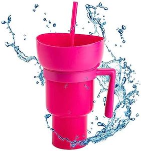 Cup with Snack Bowl on Top,Snack Bowl Drink Cup 2 in 1 for Adults - Splash Proof Portable Leakproof Snack Bowl Drink Cup for Cinema, Trip, Travel, Home, Journey, Kids, Children Pochy