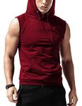 Babioboa Men's Workout Hooded Tank Tops Sleeveless Gym Hoodies Bodybuilding Muscle Sleeveless T-Shirts Red