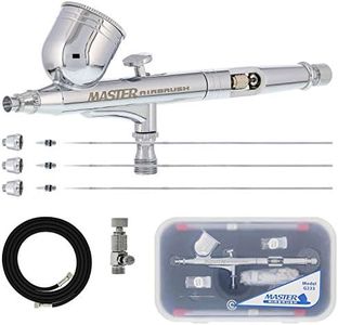 Master Airbrush Master Performance G233 Pro Set with 3 Nozzle Sets (0.2, 0.3 & 0.5mm Needles, Fluid Tips and Air Caps) and Air Hose - Dual-Action Gravity Feed Airbrush with 1/3 oz Cup, Cutaway Handle