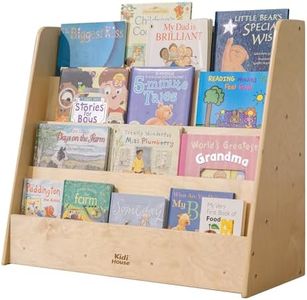 Kidi House Wooden Kids Bookshelf, Montessori 4-Tier Toddler Bookcase, Birch Baby Single-Sided Book Shelf for Kids Rooms, Nursery, Bedrooms, Study Rooms