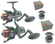 2 X Carp Pike Bait Free Runner Reel Freespool Reel + Line & Spare Spool Hunter Pro Carp Pike Reel