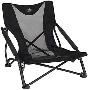 Cascade Mountain Tech Camping Chair - Low Profile Folding Chair for Camping, Beach, Picnic, Barbeques, Sporting Event with Carry Bag, Black