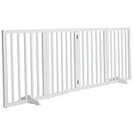 The Fellie Wooden Foldable Dog Gate with Support Feet, Foldable Safety Pet Fence Freestanding Indoor Barrier for House, Doorway, Stairs, 4 Panels(183.5x60.5cm, White)