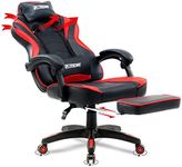 Olsen & Smith XTREME New and Improved 2024 Model Gaming Chair Ergonomic Office Desk PC Computer Recliner Swivel Chair Detachable Padded Head Rest Lumbar Support Cushion & Footrest (Black/Red)