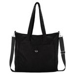 Vaschy Corduroy Tote Bag for Women,Casual Lightweight Large Work Tote with Zipper Hobo Shoulder Crossbody Bag Purse Black