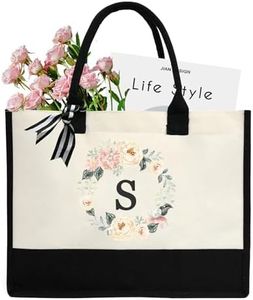 DWDC Sac fourre-tout en toile de 26 lettres de A à Z, sac cadeau personnalisé, adapté pour un mariage, un anniversaire, la plage, les vacances, est un excellent cadeau pour les femmes, les mamans