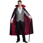 Spooktacular Creations Renaissance Medieval Scary Vampire Deluxe Halloween Costume for Men Role-Playing Sins Cosplay (Silver, XL)