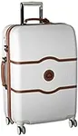 DELSEY Paris Chatelet Hard+ Hardside Luggage with Spinner Wheels, Champagne White, Checked-Medium 24 Inch, with Brake