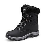 TPBIKE Unisex Winter Snow Boots Warm Fur Lined Winter Boots Lace Up Lightweight Outdoor Walking Shoes for men and womens BLK 44M9.5