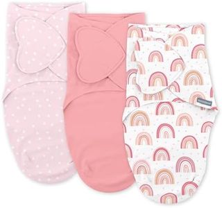 Ingenuity SwaddleMe Monogram Collection Swaddle, 3-Pack, for Ages 0-3 Months - Rainbow