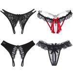 KHUFUZI Women's 4 Styles Pack Brief Underwear Dresses Lace Lingerie G-String Sleepwear Clothing Gift for Girlfriend or Wife