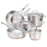 Anolon Nouvelle Copper Stainless Steel 10-Piece Cookware Set, Silver