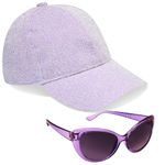 CityComfort Girls Cap and Sunglasses Set, Baseball Cap and UV Sunglasses (Purple Glitter)