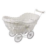 SAFRI® BABY PRAM HAMPER WICKER BASKET BABY SHOWER PARTY GIFTS BOYS GIRLS NEW BORN (White)