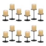 Nuptio Black Candle Holder Set of 12 Bulk Pillar Candle Holder Simple Candle Stand for Jar Candles Metal Farmhouse Decor for Easter Mantel Shelves Garden Bathroom Gothic Decorative Candleholder