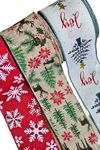 3 Rolls X 4 Yards Christmas Wired Edge Ribbon Burlap Ribbon Wrapping DIY Crafts Bows Xmas Birthday Decoration Party Supplies,2.5 Inches (2)