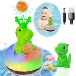 Baby Bath Toys, XIAOFEIPENG Baby Light Up Bath Tub Toys, 3 Modes Spray Water Cute Dinosaur Bath Toys with Double Layer Waterproof, Kids Water Toys for Bathroom Swimming Pool, Boys Girls Gifts (Green)