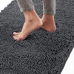 Gorilla Grip Bath Mat, Thick Soft Absorbent Chenille Bathroom Mats, Rubber Backing Bathmat, 51x76 cm, Quick Dry Rug, Machine Washable Rugs for Shower Tub Floor, Bathroom Accessories Decor, Charcoal