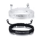 VNOX Her king His Queen Engraved Handmade Braided Rope Couples Bracelets for Him and Her Matching Relationship Promise Distance Yinyang Couples Bracelets Set for Couples