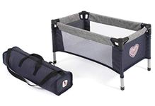 Bayer Chic 2000 652-26 Travel Cot for Baby Dolls, Melange Grey, Navy