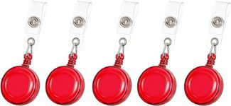 JSMSH Round Shaped Retractable Yo-Yo Key Ring for ID Card Holder (Pack of 5, Red)