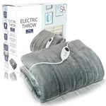 SA Products Heated Throw Blanket, Electric Blanket with Controller | Electric Blanket Single 9 Heat Settings | Single Electric Blanket | Machine Washable Electric Throw Blanket (130X160cm)