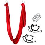 The Yogis Aerial Yoga Hammock Aerial Silk Yoga Swing for Antigravity Yoga, Inversion Exercises, Improved Flexibility & Core Strength - Extension Straps, Carabiners (Red)