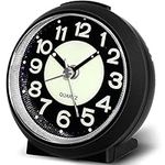 FIOLOM Silent Alarm Clocks Bedside Non Ticking Battery Powered Simple Luminous Analogue Alarm Clock Glow in the Dark Desk Clock with Light Snooze Quiet Bedroom Clocks for Heavy Sleepers Office Table