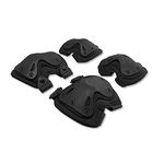 HWZ Pack of 4 Tactical Combat Knee & Elbow Protective Pads Guard Black or CP Camouflage (Black)