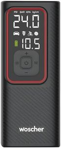 Woscher iX Dual Mode Use (6000 mAh Battery & 12V USB Port) Portable Tyre Inflator for Car & Bike with 150 PSI | Digital Display, Auto Shutoff | Air Pump Compressor for Car Tyre, Bikes,Bicycles,Balls