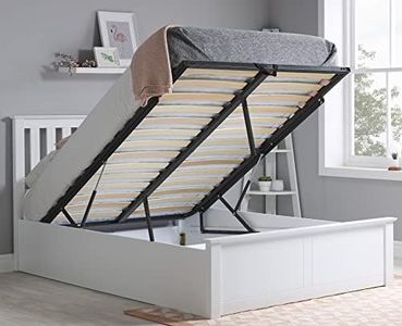 happybeds Phoenix Ottoman Bed White Finish Modern Frame Bedroom Comfort 4'6'' Double 135 x 190 cm