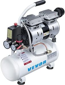 VEVOR 9L Oil Free Air Compressor 0.75HP Silenced Inflator Home Garage Workshop for Auto Repair, Tire Inflation, Spray Painting, Woodwork Nailing