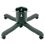 Christmas Tree Stand for Live Fir and Pine Trees with Water Reservoir and Rolling Wheels, Heavy-Duty Metal Base with Plastic Legs, Adjustable Trunk Support, Holiday Décor - Green