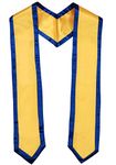 Newrara Deluxe Unisex Adult Plain Graduation Honor Stole Sash with Trim 72"Long (White + Royal Blue Trim)