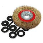 BRUSH HOUSE Steel Wire Wheel Brush and Adaptor Rings for Bench Grinder Clean Polish 6 Inch