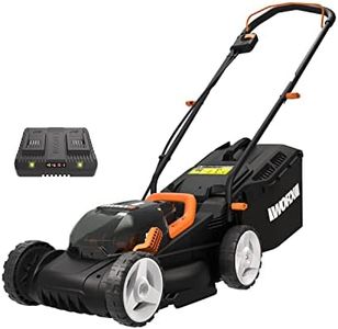 WORX 36V（40V MAX）Cordless Lawnmower WG779E, PowerShare, 34cm Cutting Width, Intellicut, Single-Lever, 6 Cutting Heights, Cut to Edge, 2x2.5Ah Batteries & 2 Chargers, 1 Grass Collection Bag Included