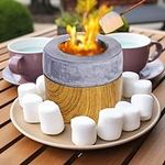 Hpoeude Tabletop Fire Pit, Personal Smores Maker, Natural Concrete Portable Table Top Fire Bowl