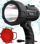 BUYSIGHT Rechargeable Spotlight Flashlight, Hand held Spotlight 200,000 lumens Waterproof Flashlight Hunting Lamp with red Filter(Black)