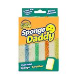 Sponge Daddy - Supersoft Absorbent ResoFoam Sponge pad Bonded to FlexTexture scrubbing Surface- from The Makers of Scrub Daddy - 4 Pack Colors