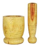 Crafts Collection Store Wooden Mortar and Pestle (Okhali and Musal) (Yellow,Big Size - 9 x 9 x 12 cm) for Kitchen