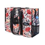 TOPDesign Utility Water Resistant Tote Bag with 13 Exterior & Interior Pockets, Top Zipper Closure & Thick Bottom Support, Trumpet Vine, Medium, Classic