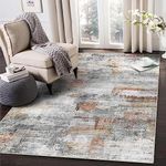 vivorug Washable Rug, Ultra Soft Area Rug 8x10, Non Slip Abstract Rug Foldable, Stain Resistant Rugs for Living Room Bedroom, Modern Fuzzy Rug (Gray/Rust, 8'x10')