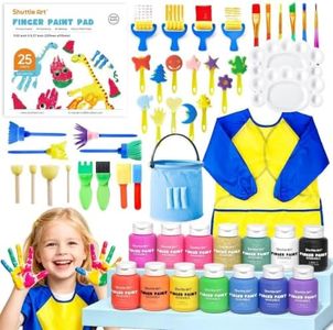 Shuttle Art Washable Finger Paint Set, 53 PCS with 14 Colors (2 fl oz), Paint Brushes, Sponge, Palette, Non-Toxic Finger Painting for Toddlers