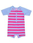 Leveret Kids Baby Boys Girls One Piece Rashguard UPF 50+ Striped Purple/Denim Size 6-12 Months