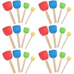 24 Pcs Round Sponge Brush Set, AIFUDA Round Foam Paint Brushes Sponge Painting Tools with Wooden Handles for Arts and Crafts