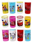 Perpetual Bliss Disney Theme Plastic Water and Milk Glasses/Return Gifts for Kids Birthday Party - Pack of 12