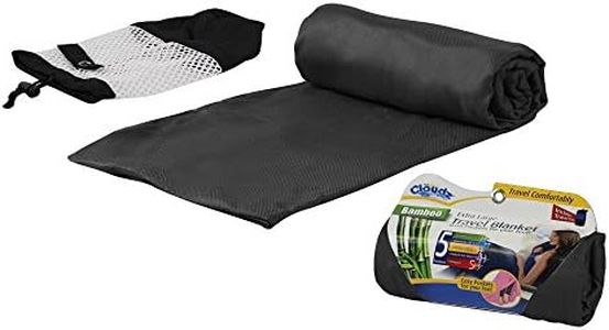 Cloudz Extra Large Travel Blanket Includes Cozy Pockets for Your Feet and a Travel Bag - Black