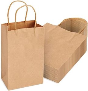 Juvale 24-Pack Small Gift Bags with Handles, 5.3x3x8.5 Inch Bulk Kraft Paper Material Brown Bags, Use for Birthday Party Favors, Reusable Grocery, Retail Shopping, Business, Goodies